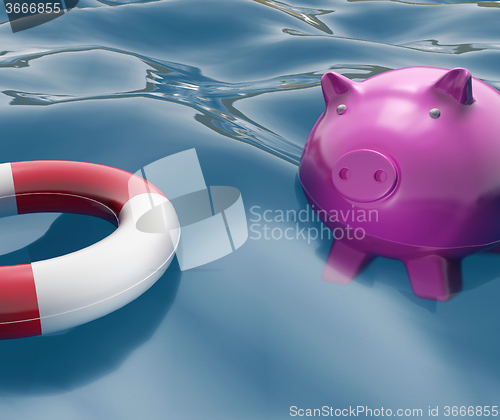 Image of Piggy With Lifebuoy Shows Investing In Lifesaver