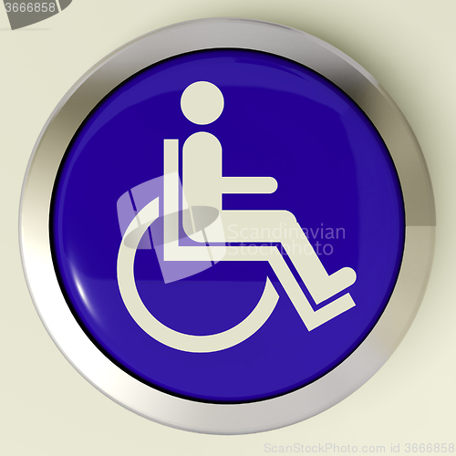 Image of Disabled Button Shows Wheelchair Access Or Handicapped