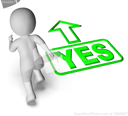 Image of Yes And 3D Character Shows Affirm Agree Ok