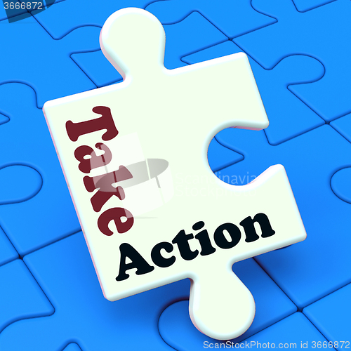Image of Take Action Puzzle Shows Inspire Inspirational And Motivate