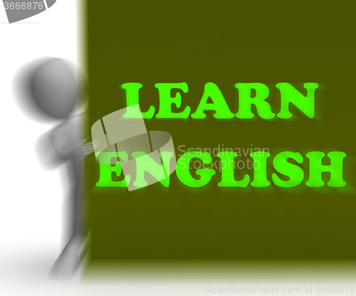 Image of Learn English Placard Shows Foreign Language Teaching