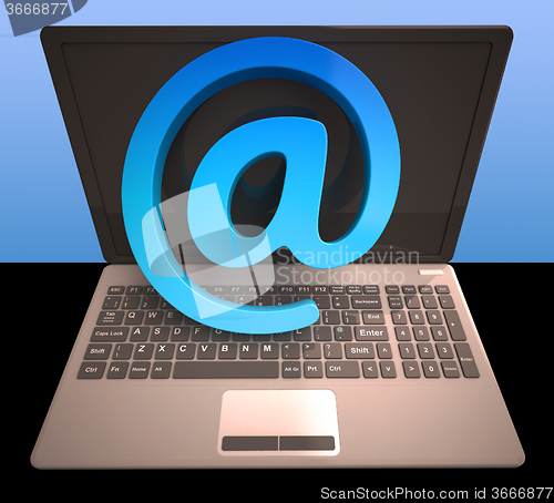 Image of At Sign Laptop Shows Email on Web