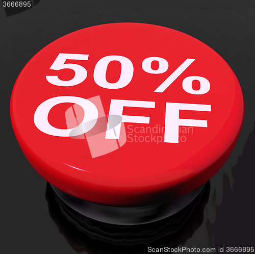 Image of Fifty Percent Button Shows Sale Discount Or 50 Off