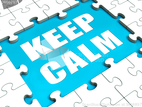 Image of Keep Calm Puzzle Shows Calmness Relax And Composed