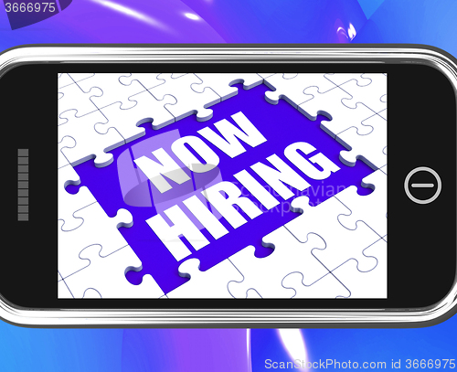 Image of Now Hiring Tablet Shows Job Opening And Recruiting Employees