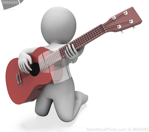 Image of Guitarist Character Shows Acoustic Guitar Music And Performance