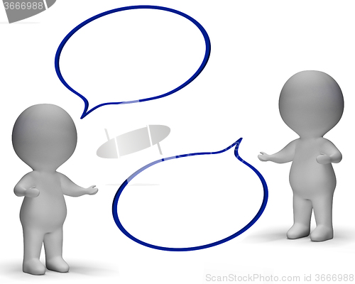 Image of Speech Bubbles And 3d Characters Shows Discussion And Gossip