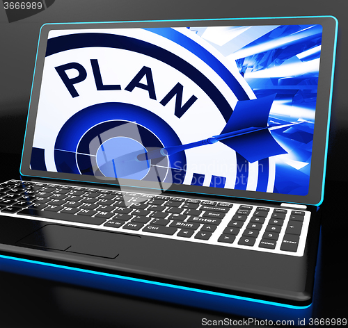 Image of Plan On Laptop Showing Careful Planning