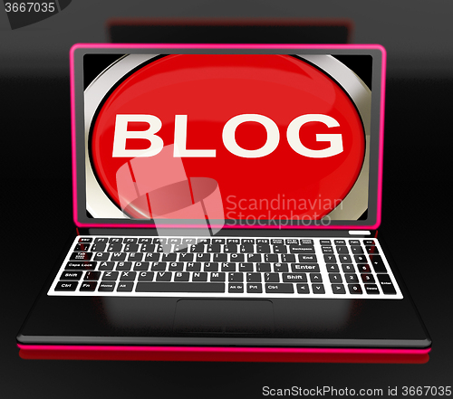 Image of Blog On Laptop Shows Internet Blogging Or Weblog Website