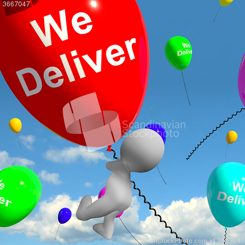 Image of We Deliver Balloons Showing Delivery Shipping Service Or Logisti