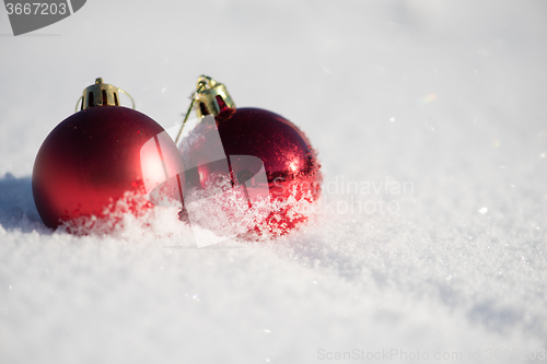 Image of christmas ball in snow