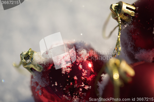 Image of christmas ball in snow