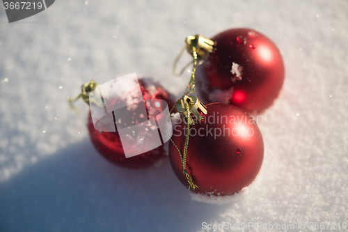 Image of christmas ball in snow