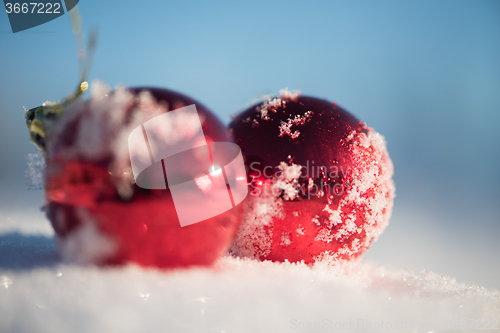 Image of christmas ball in snow