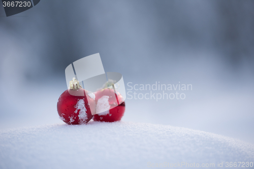 Image of christmas ball in snow