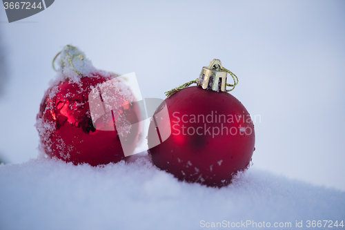 Image of christmas ball in snow