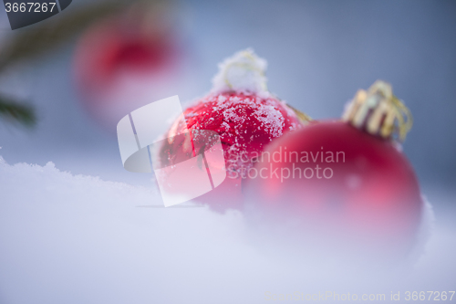 Image of christmas ball in snow