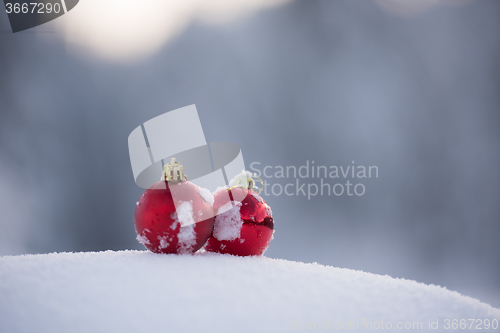 Image of christmas ball in snow