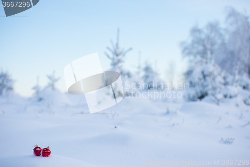 Image of christmas ball in snow