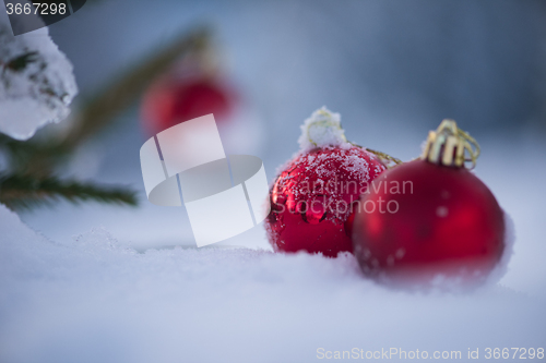 Image of christmas ball in snow