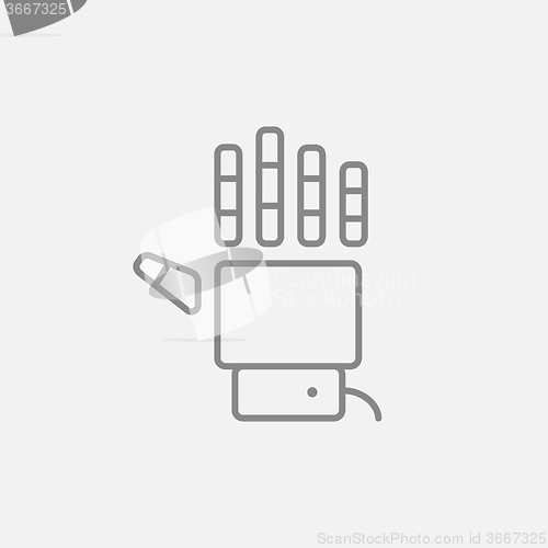 Image of Robot hand line icon.