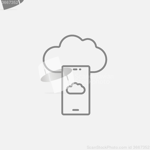 Image of Cloud computing line icon.