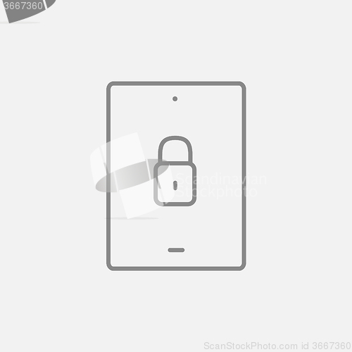 Image of Digital tablet security line icon.