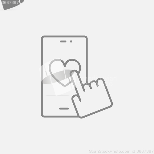 Image of Smartphone with heart sign line icon.