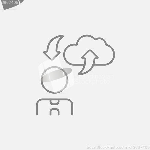 Image of Cloud computing line icon.