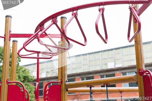 Image of climbing frame on playground at summer