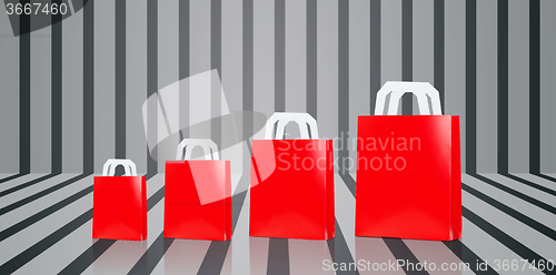 Image of many blank red shopping bags