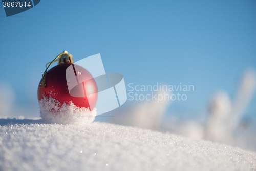 Image of christmas ball in snow