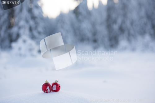 Image of christmas ball in snow