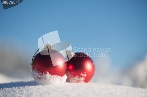 Image of christmas ball in snow