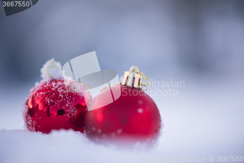 Image of christmas ball in snow