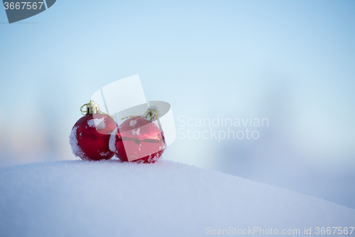 Image of christmas ball in snow