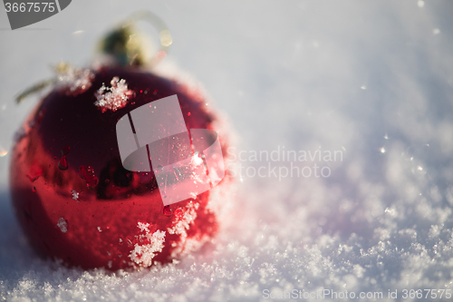 Image of christmas ball in snow