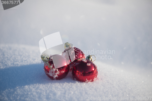 Image of christmas ball in snow