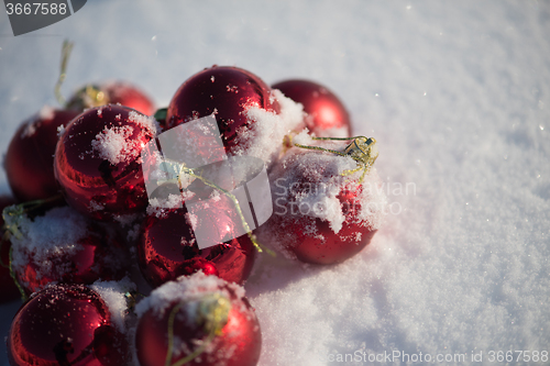 Image of christmas ball in snow