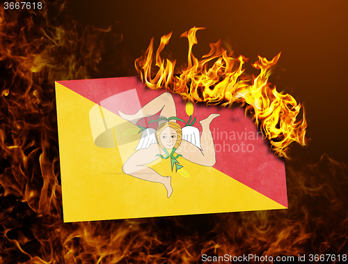 Image of Flag burning - Sicily