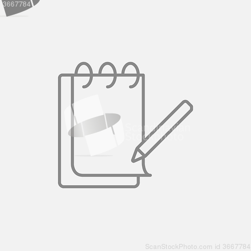 Image of Notepad with pencil line icon.