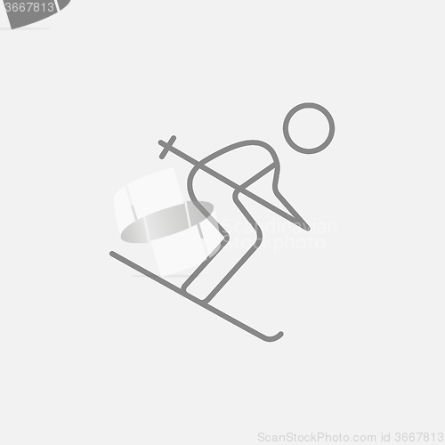 Image of Downhill skiing line icon.