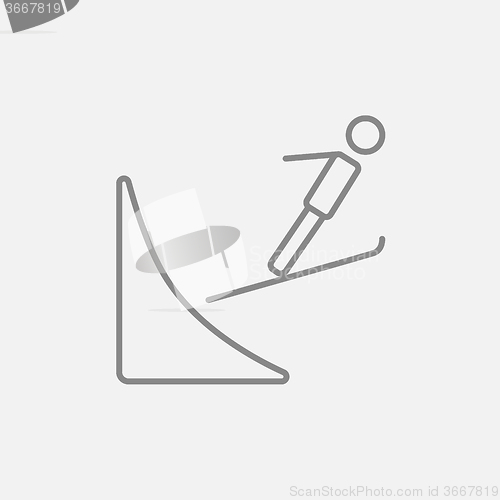 Image of Ski jumping line icon.