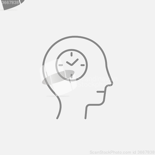 Image of Human head with clock line icon.