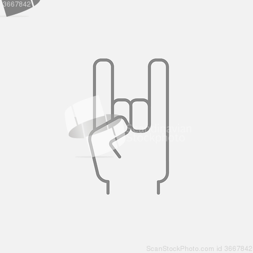 Image of Rock and roll hand sign line icon.
