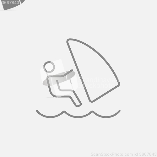 Image of Wind surfing line icon.