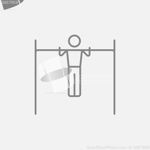Image of Gymnast exercising on bar line icon.