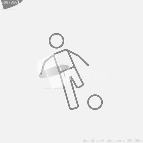 Image of Soccer player with ball line icon.