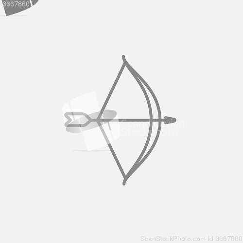 Image of Bow and arrow line icon.