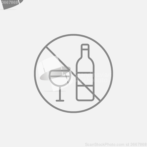 Image of No alcohol sign line icon.